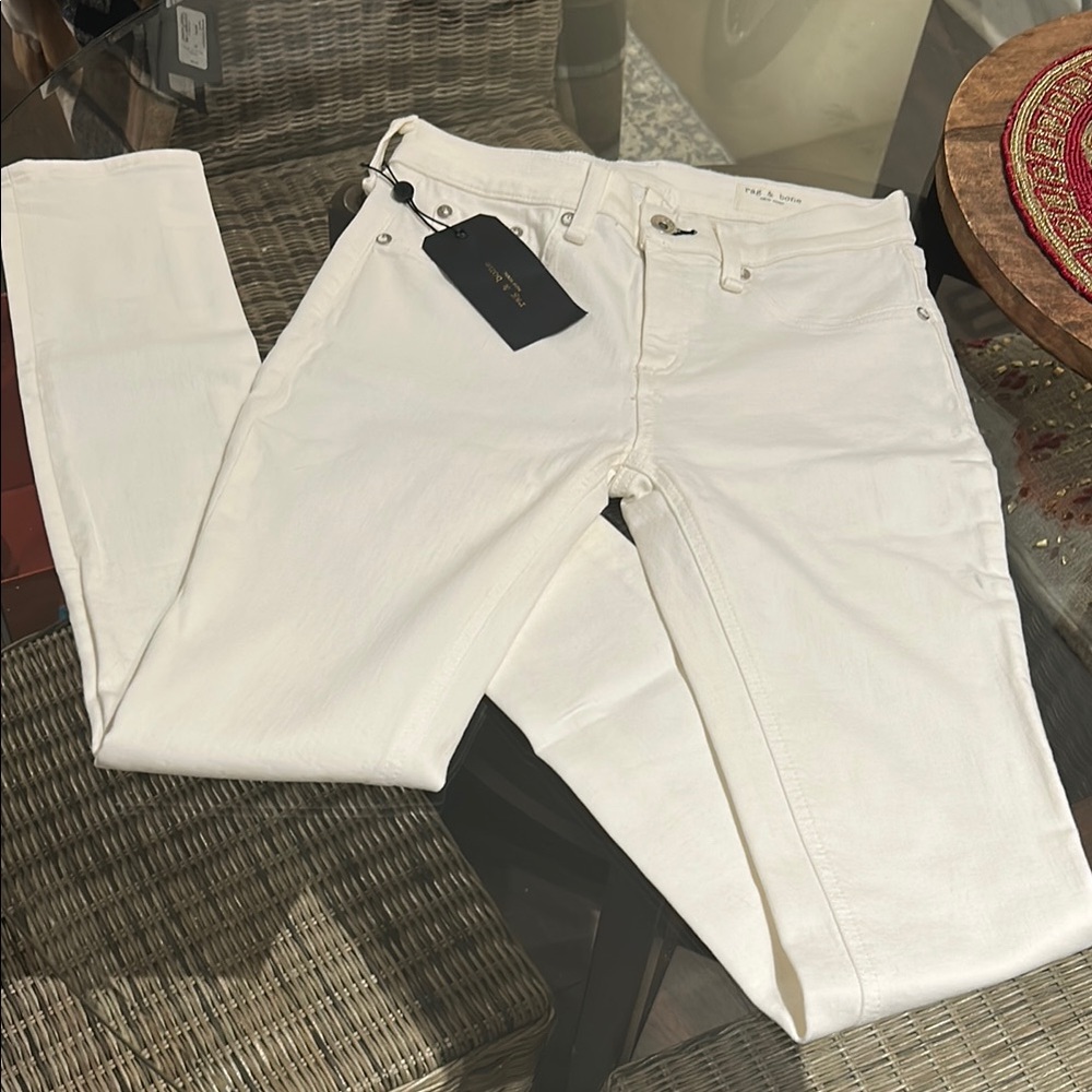 rag & bone White Straight Leg Skinny Jeans - Picture 4 of 14